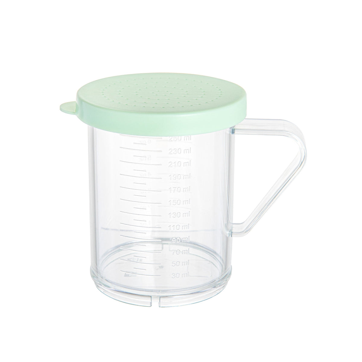 Shaker, Spice, 10 Ounce, Dredge, Clear, Polycarbonate, with Green Extra Fine Lid,1 - 10 OUNCE