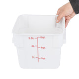 Containers, Food Storage, Met Lux 6 Quart, Square, White, 9 x 9 x 7.50 Inch, with Red Volume Markers,1 - 1 EACH