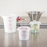 Containers, Food Storage, Met Lux 1 Quart, Round, White, 5 x 5 x 5 Inch, with Red Volume Markers,1 - 1 EACH