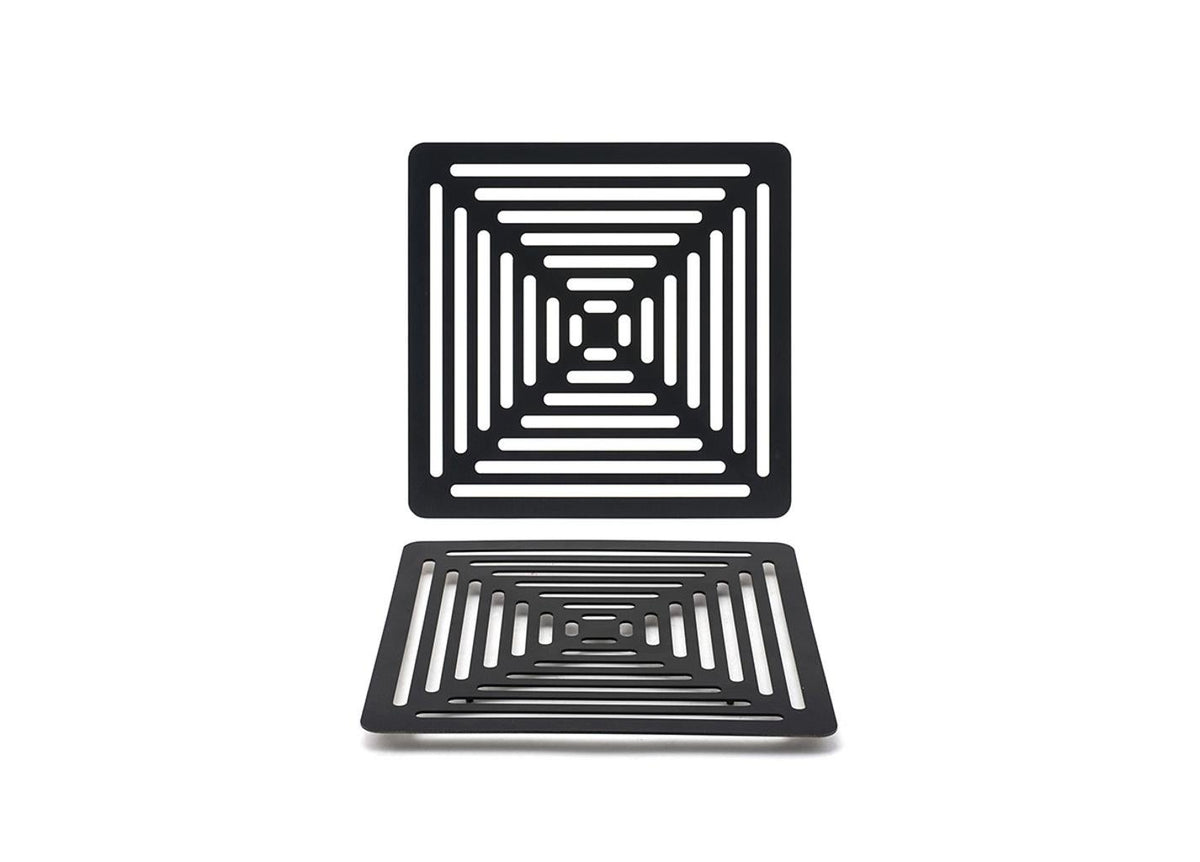 Grill Plates, 8.25 Inch, Square, Matte Black, Brushed Stainless Steel,2 - 1 COUNT