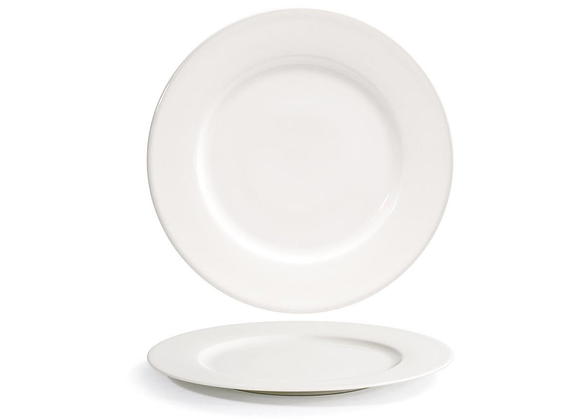 Plates, Rim, Porcelain, 12.25 Inch, White, Round,4 - 1 COUNT
