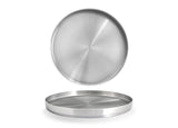 Plates, Brushed Stainless Steel, 11 Inch, Silver, Round,6 - 1 COUNT