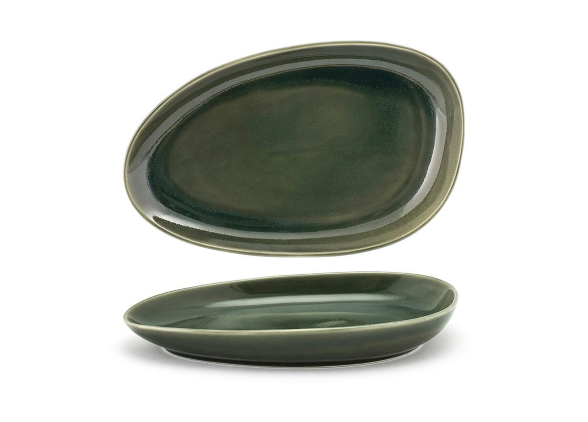 Plates, Porcelain, 11 Inch, Leek, Oval,6 - 1 COUNT