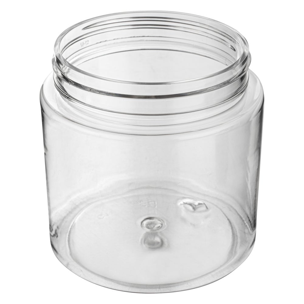 Jars, Candy & Snack, RW Base 8 Ounce, Clear, Plastic, with Black Aluminum Lid, Round, 3 x 3 x 3 Inch,100 - 1 EACH