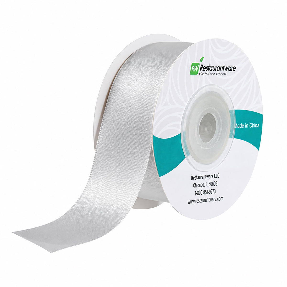 Ribbons, Satin, Gift Tek 1 Inch, Single-Face, Gray, Polyester, 10 Yard,1 - 30 FOOT