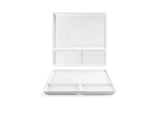 Plates, Divided, Mod, 10.75 Inch, White, Undecorated, Square,4 - 1 COUNT
