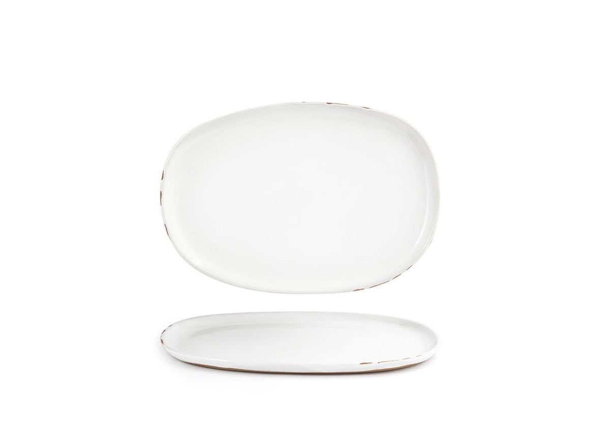 Plates, Footed, 15 x 7 x 2 Inch, White, Rectangular,4 - 1 COUNT
