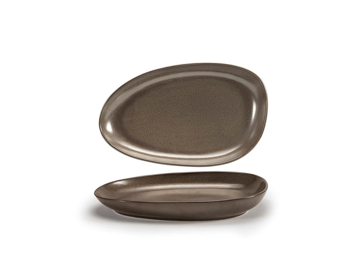 Plates, Porcelain, 11 Inch, Mocha, Oval,6 - 1 COUNT
