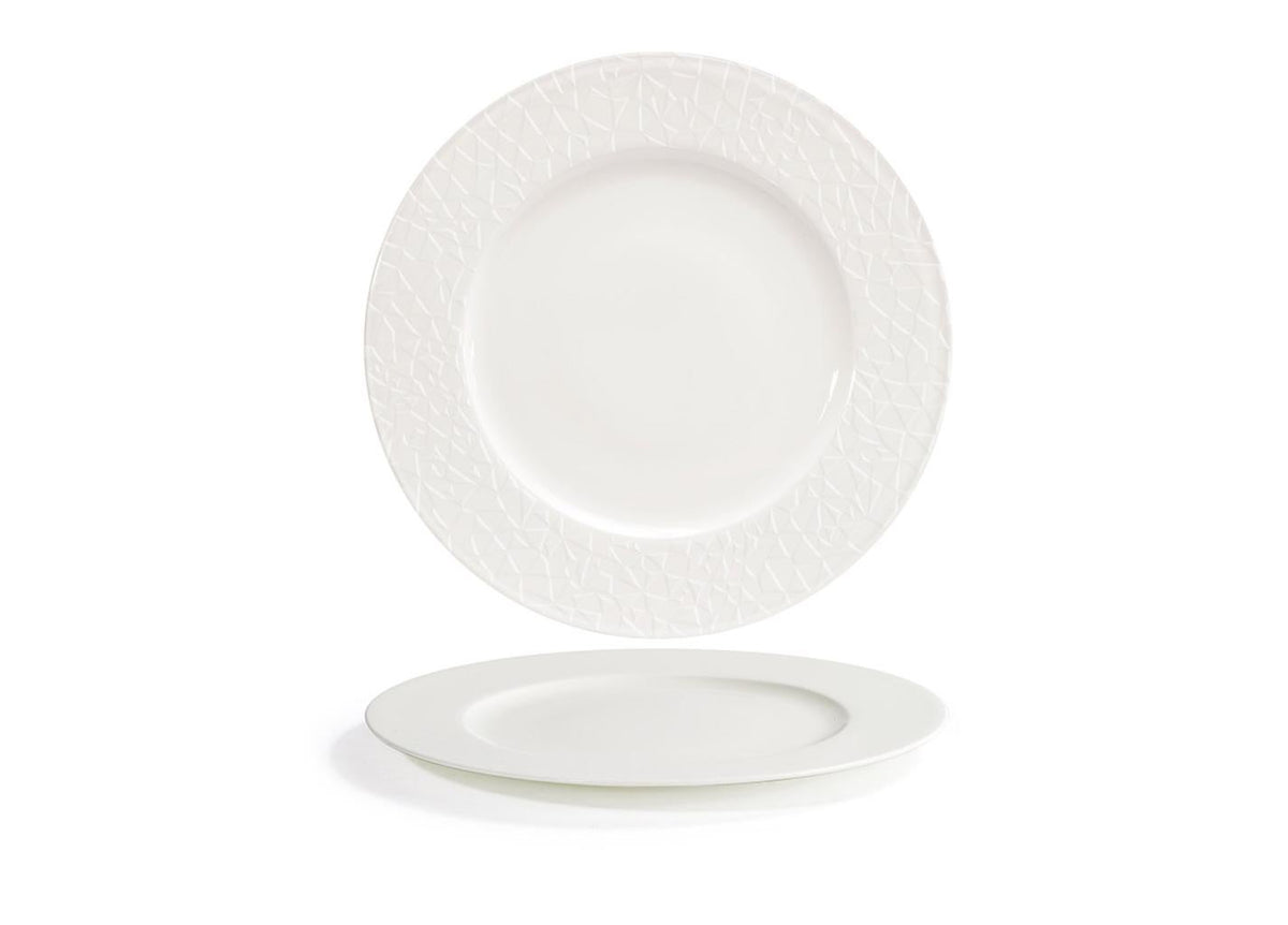 Plates, Rim, Facet, 10.62 Inch, White, Round,6 - 1 COUNT