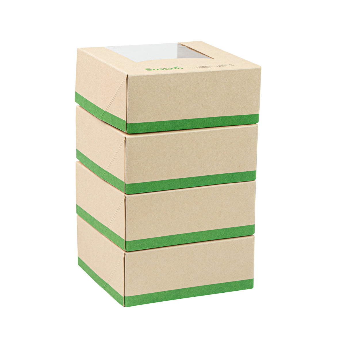 Containers, Take-Out, Sustain 11 Ounce, PLA-Lined Bamboo Paper, 4 x 4 x 1.50 Inch, Small, with Window,4 - 50 COUNT