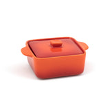 Dishes, Ovenware, 8 Ounce, Square, Blood Orange, with Lid,12 - 1 EACH
