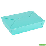 Containers, Take-Out, Bio Tek 49 Ounce, Paper, Turquoise, 8.50 x 6.25 x 2 Inch, Rectangular, #2,4 - 50 COUNT