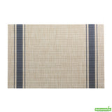 Placemats, 12 x 16 Inch, French Countryside, Khaki with Navy Stripe, Woven Vinyl,1 - 6 COUNT