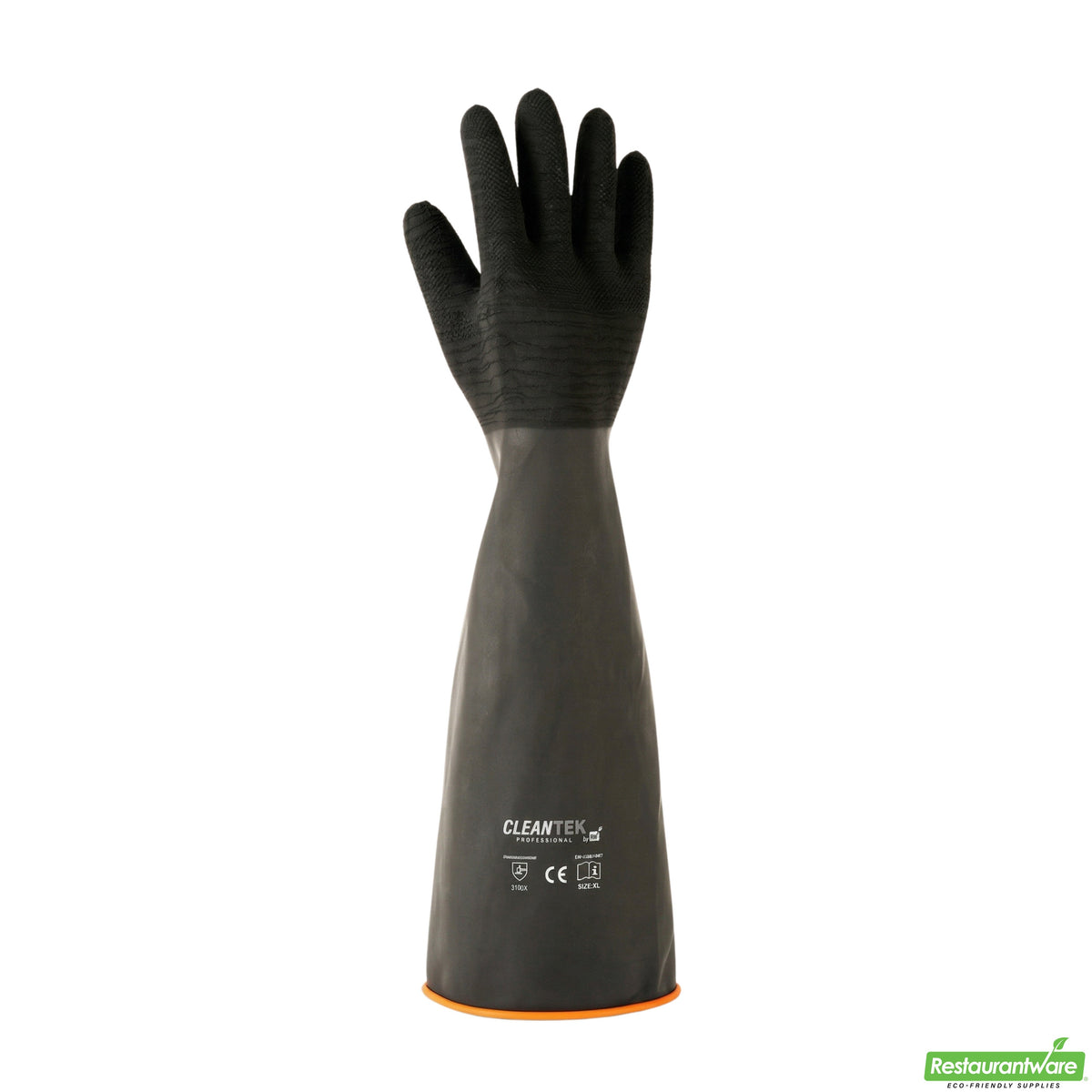 Gloves, Latex, Clean Tek, Heavy-Duty, Non-Slip, Black, Chemical-Resistant, 21.75 Inch, 35 Mil,10 - 2 PIECE