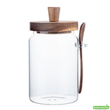 Jar, Storage, Vetri 29 Ounce, Glass, with Acacia Lid & Chalkboard Label, 3.25 x 3.25 x 7.5 Inch,1 - 1 EACH