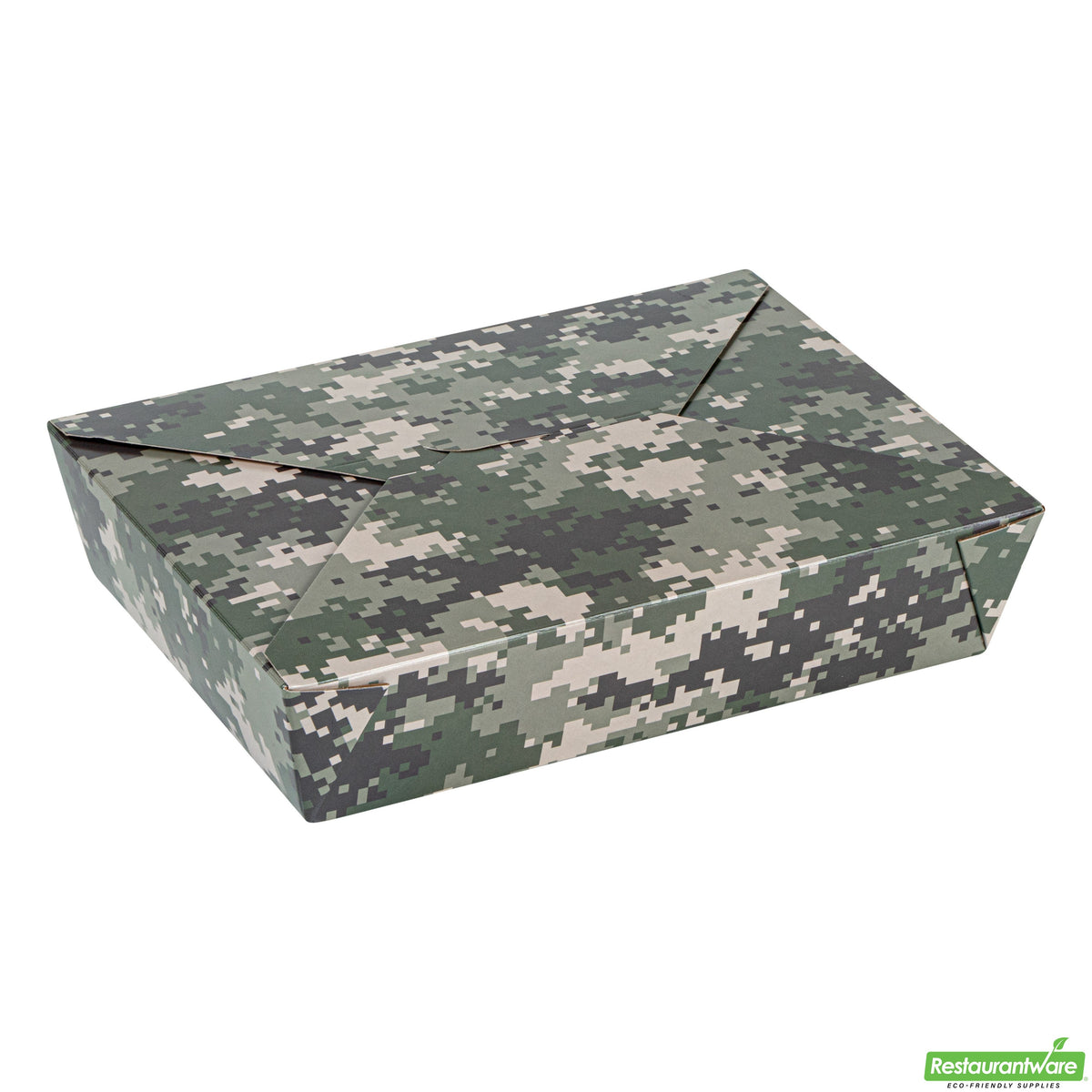 Containers, Take-Out, Bio Tek 49 Ounce, Paper, Camouflage, 8.50 x 6.25 x 2 Inch, Rectangular, #2,4 - 50 COUNT