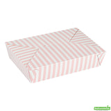Containers, Take-Out, Bio Tek 49 Ounce, Paper, Pink & White Stripe, 8.50 x 6.25 x 2 Inch, Rectangular, #2,4 - 50 COUNT