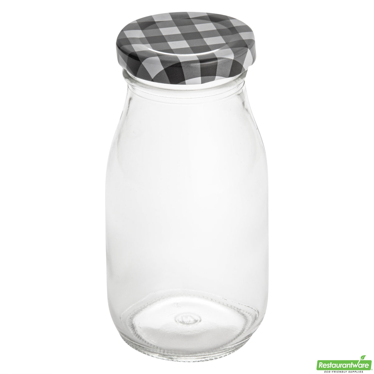 Bottles, French Countryside, 6 Ounce, Glass, with Plaid Lid, 2.25 x 2.25 x 4.75 Inch,10 - 1 COUNT