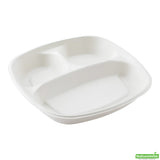 Plates, Salad, 15 Ounce 8.75 x 8.75 x 1.25 Inch, Sugarcane, White, Square,1 - 100 COUNT
