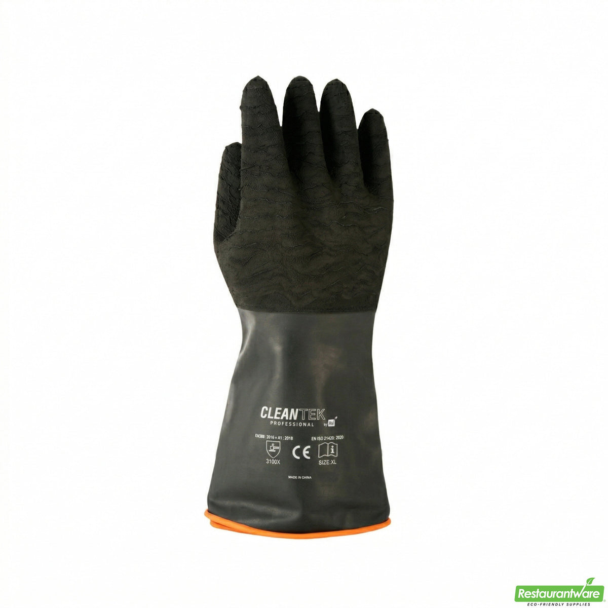 Gloves, Latex, Clean Tek, Heavy-Duty, Non-Slip, Black, Chemical-Resistant, 13.75 Inch, 35 Mil,10 - 2 PIECE