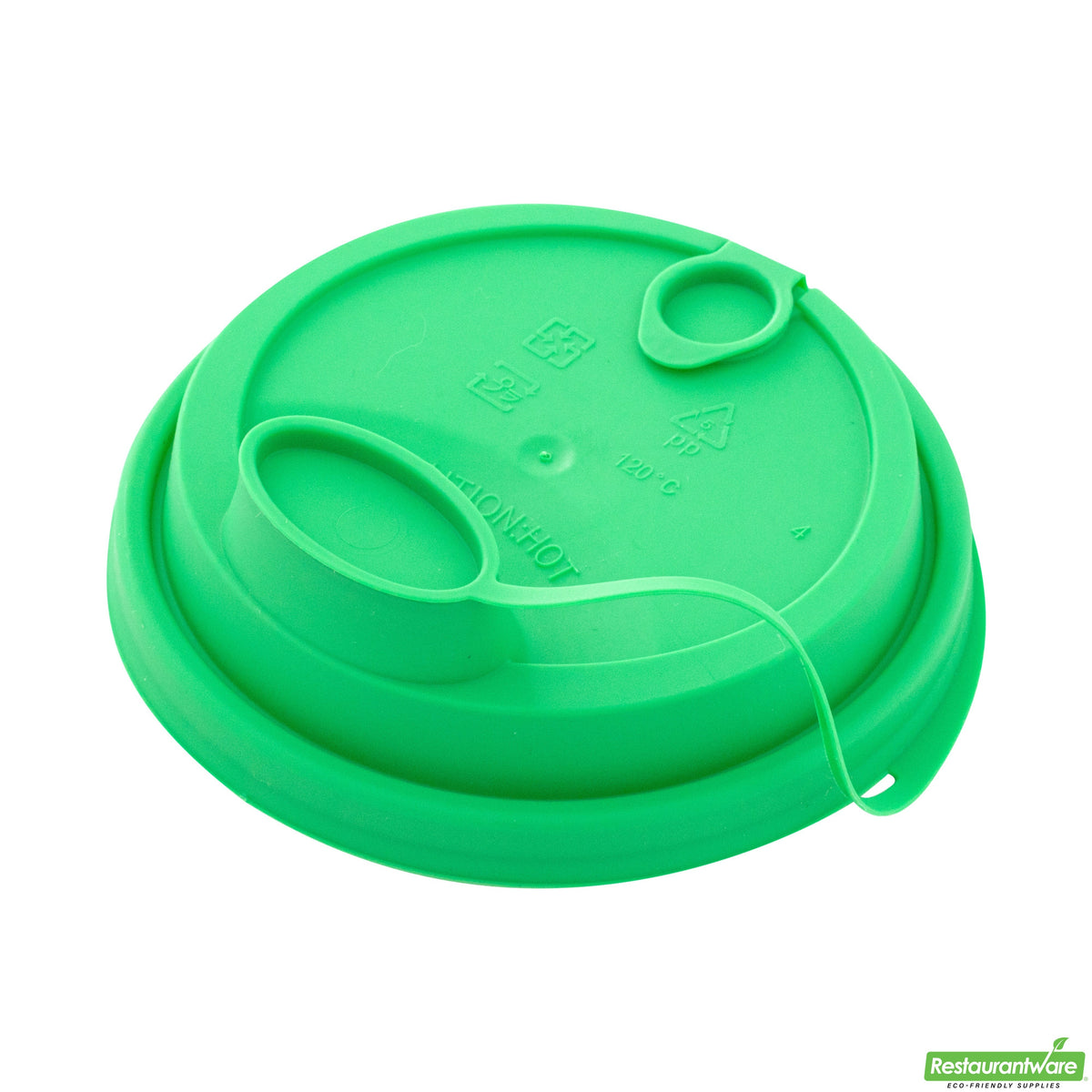 Lids, Straw Hole & Sip-Thru, Plastic, Green, with 2 Plugs, for 12/16/24 Ounce Cups,1 - 500 COUNT