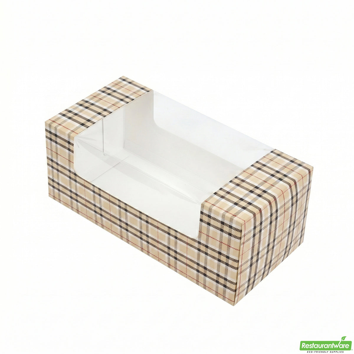 Boxes, Pastry & Cake, 9.75 x 4.75 x 4 Inch, Paper, Plaid, with Window,100 - 1 COUNT