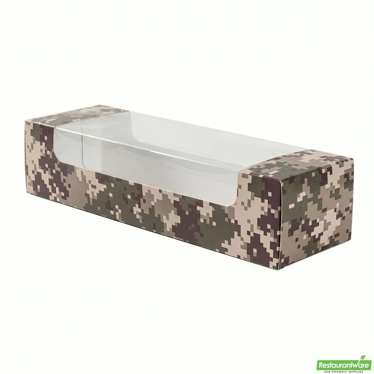 Boxes, Pastry & Cake, Pastry Tek 9.75 x 3.25 x 2.25 Inch, Paper, Camouflage, with Window,100 - 1 COUNT