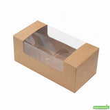 Boxes, Bakery, 9.75 x 4.75 x 4 Inch, Paper, Kraft, with Window,1 - 100 COUNT