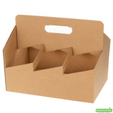 Carriers, Beverage, 6-Cup, Paper, Kraft, 11.75 x 7.75 x 9.50 Inch,1 - 100 COUNT