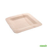 Plates, 7 Inch, Bamboo Veneer, Natural, Square, 7 Linear Inch,1 - 100 COUNT