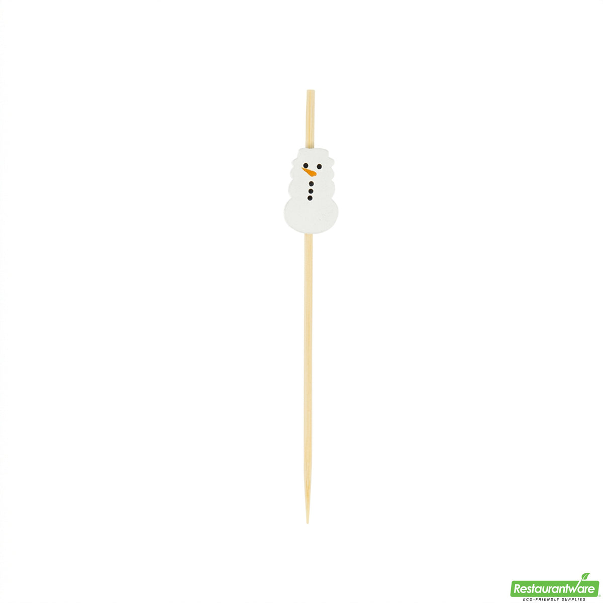 Skewers, 3.50 Inch, Bamboo, White, Snowman,10 - 100 COUNT