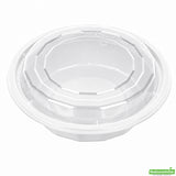 Containers, Food, 16 Ounce, Microwaveable Plastic, White Asporto Design, Round, with Clear Lid,1 - 100 COUNT