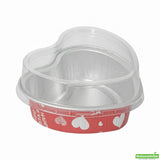 Cups, Bakery, 3.4 Ounce, Foil, Red with Clear Plastic Dome Lids, Heart-Shaped, 3.4 Ounce,1 - 100 COUNT
