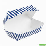 Containers, Hot Dog & Sandwich, Bio Tek 6.75 x 3.50 x 3.50 Inch, Paper, Blue & White Stripe,100 - 1 COUNT