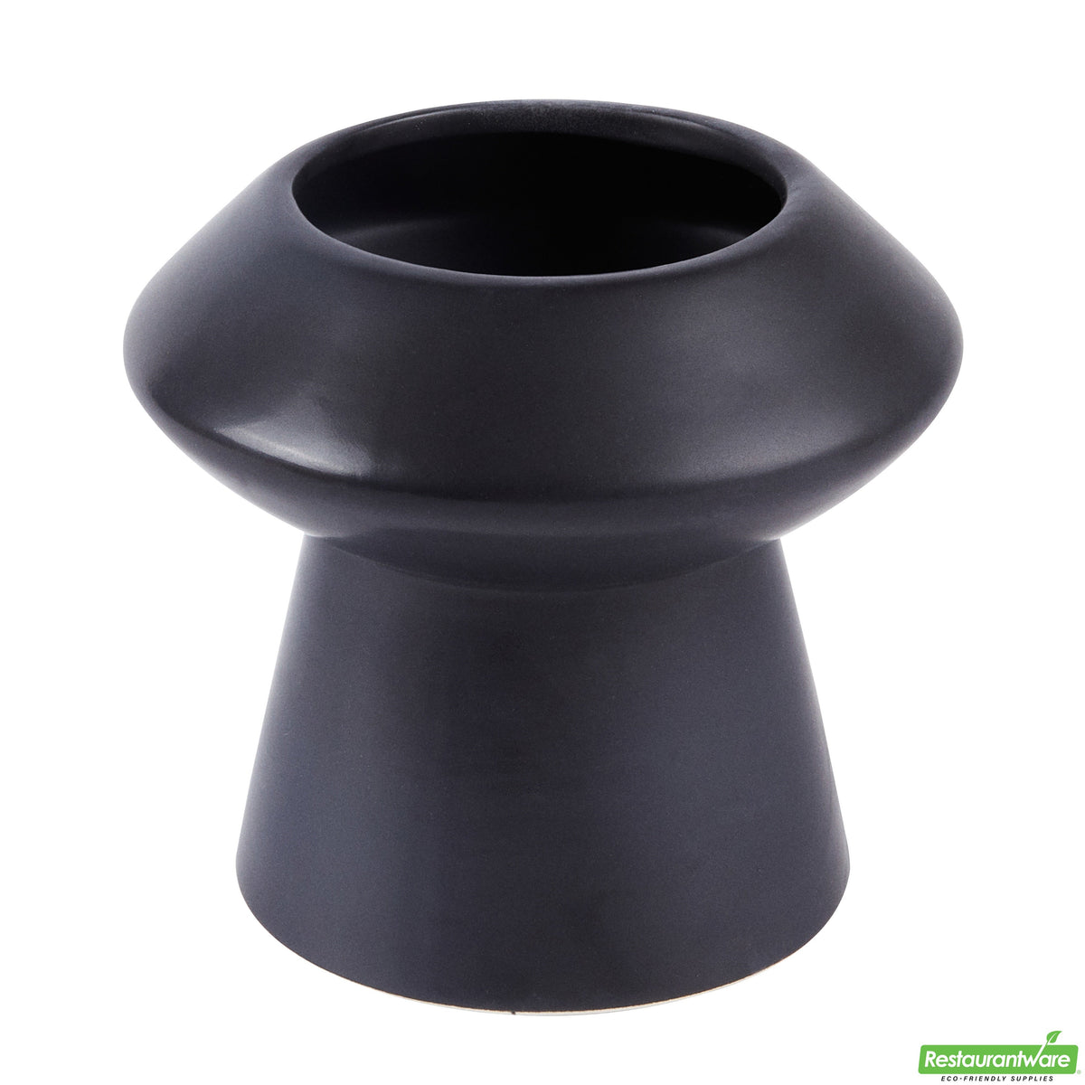 Vase, Table Art, 6.25 x 6.25 x 6 Inch, Ceramic, Black, Mushroom Shape,1 - 1 EACH