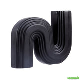 Vase, Table Art, 7.25 x 2 x 6 Inch, Ceramic, Black, S Shape,1 - 1 EACH