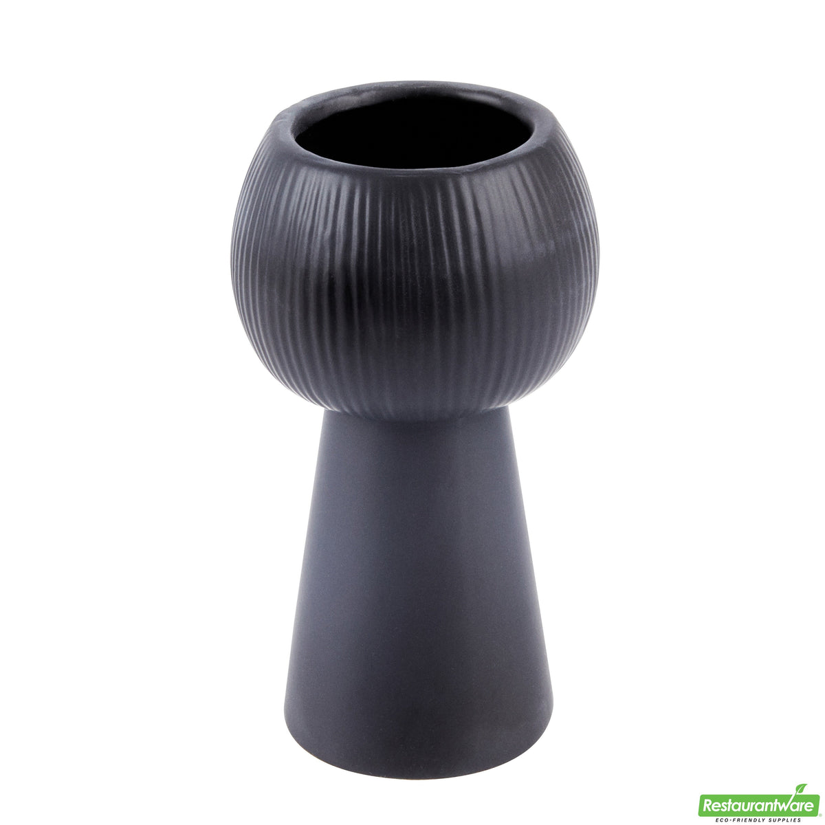Vase, Table Art, 3.50 x 3.50 x 6.50 Inch, Ceramic, Black, Pedestal Shape,1 - 1 EACH