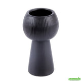 Vase, Table Art, 3.50 x 3.50 x 6.50 Inch, Ceramic, Black, Pedestal Shape,1 - 1 EACH
