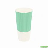 Cups, Hot, 20 Ounce, Paper, Light Green, Ripple Wall,1 - 250 COUNT
