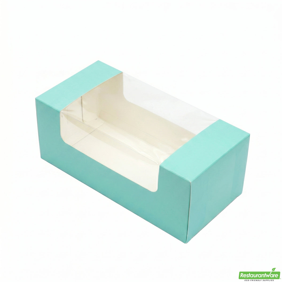 Boxes, Pastry & Cake, Pastry Tek 9.75 x 4.75 x 4 Inch, Paper, Turquoise, with Window,100 - 1 COUNT