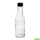 Bottles, Woozy, Vetri 5 Ounce, Glass, 1.75 x 1.75 x 6.75 Inch, Black Cap,10 - 1 COUNT