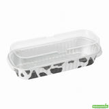 Pans, Loaf, 6.75 Ounce, Black & White Cow Spots, with Clear Plastic Dome Lids, 6.75 Ounce,1 - 100 COUNT