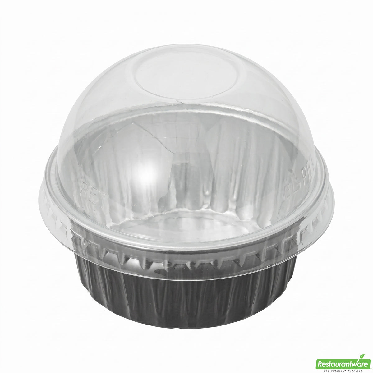 Cups, Bakery, 4.2 Ounce, Foil, Black with Clear Plastic Dome Lids, 4.2 Ounce,1 - 100 COUNT