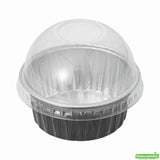 Cups, Bakery, 4.2 Ounce, Foil, Black with Clear Plastic Dome Lids, 4.2 Ounce,1 - 100 COUNT
