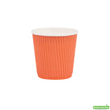 Cups, Hot, 4 Ounce, Paper, Tangerine Orange, Ripple-Wall, 4 Ounce,1 - 500 COUNT