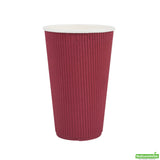 Cups, Hot, 16 Ounce, Paper, Crimson, Ripple Wall,1 - 500 COUNT