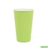 Cups, Coffee, 16 Ounce, Paper, Eco Green, Ripple Wall, 3.50 x 3.50 x 5.50 Inch,20 - 25 COUNT