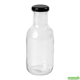 Bottles, Vetri 12 Ounce, Glass, Stout, 2.50 x 2.50 x 6.50 Inch, Black Metal Lid,10 - 10 COUNT