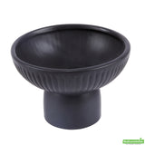 Vase, Table Art, 6 x 6 x 4 Inch, Ceramic, Black, Pedestal Shape,1 - 1 EACH