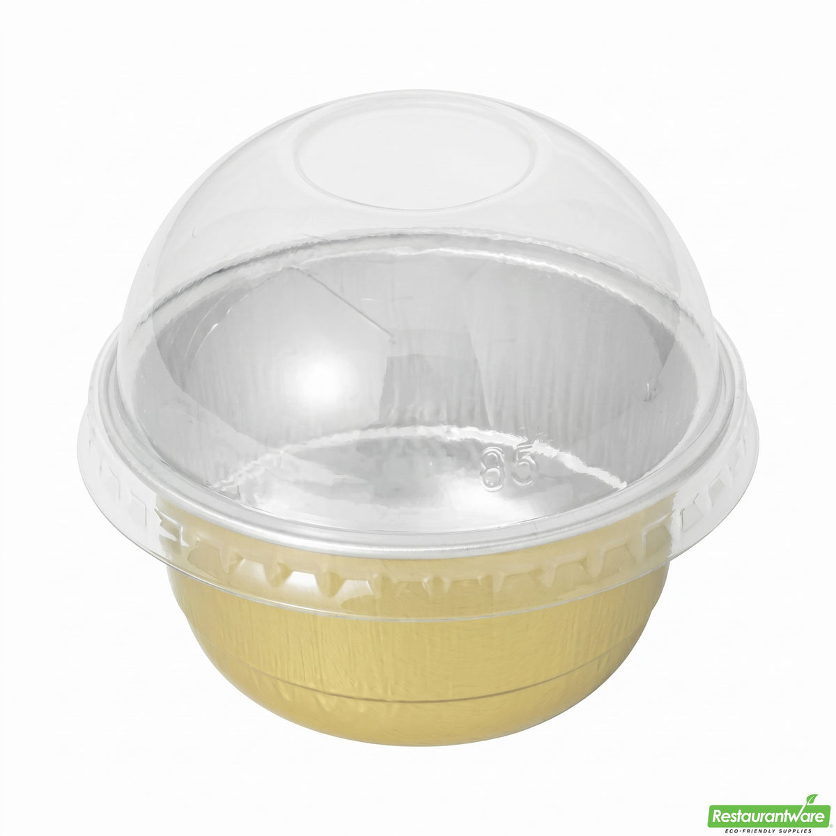 Cups, Bakery, 5 Ounce, Foil, Gold with Clear Plastic Dome Lids, 5 Ounce,1 - 100 COUNT
